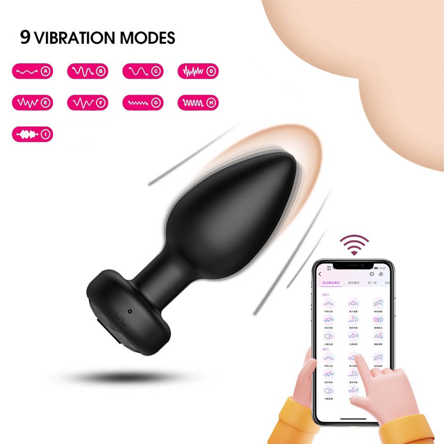 Smart Anal Plug APP Vibrator Wireless Remote Control Butt Plug Vibrating Male Prostate Massage Waterproof Rechargeable Silicone Adult Sex Toy for Men Women Couples