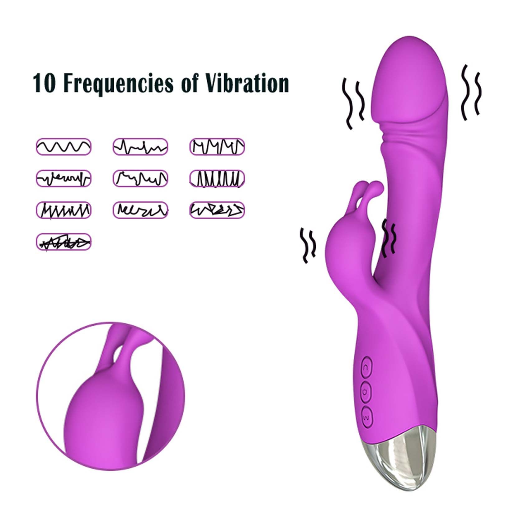 Realistic Dildo Rabbit Veined G Spot Vibrator Rechargeable Waterproof Powerful Vibrating Clit Stimulator Handhold Dual Motors Massager Adult Sex Toy for Ladies Women Couple