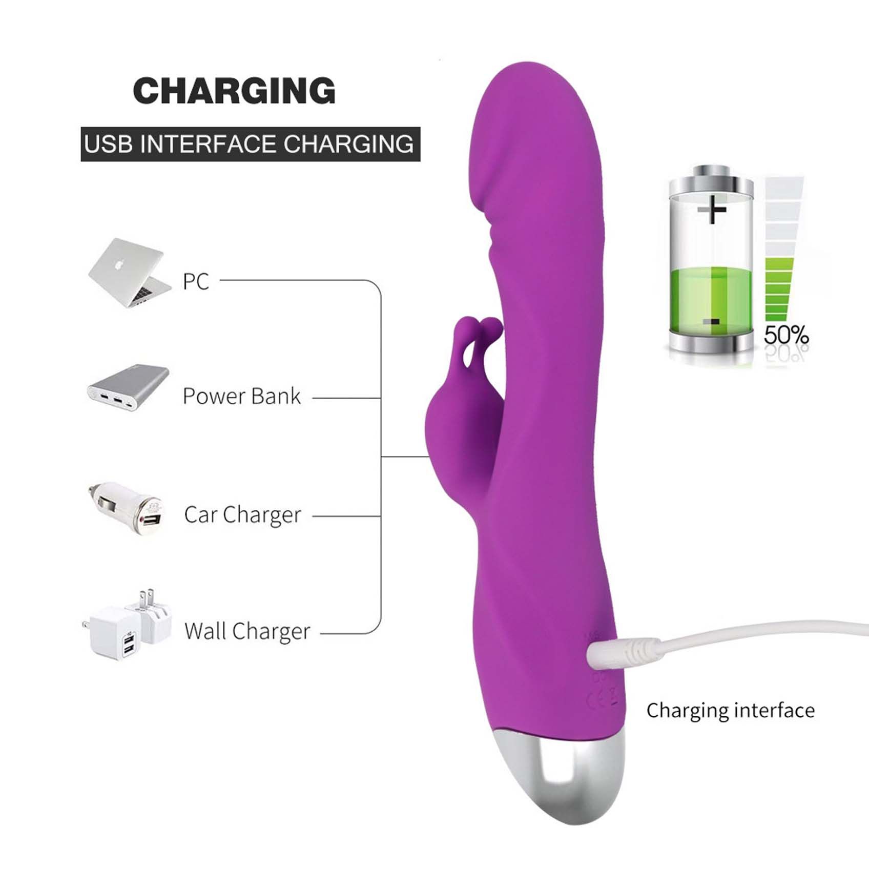 Realistic Dildo Rabbit Veined G Spot Vibrator Rechargeable Waterproof Powerful Vibrating Clit Stimulator Handhold Dual Motors Massager Adult Sex Toy for Ladies Women Couple