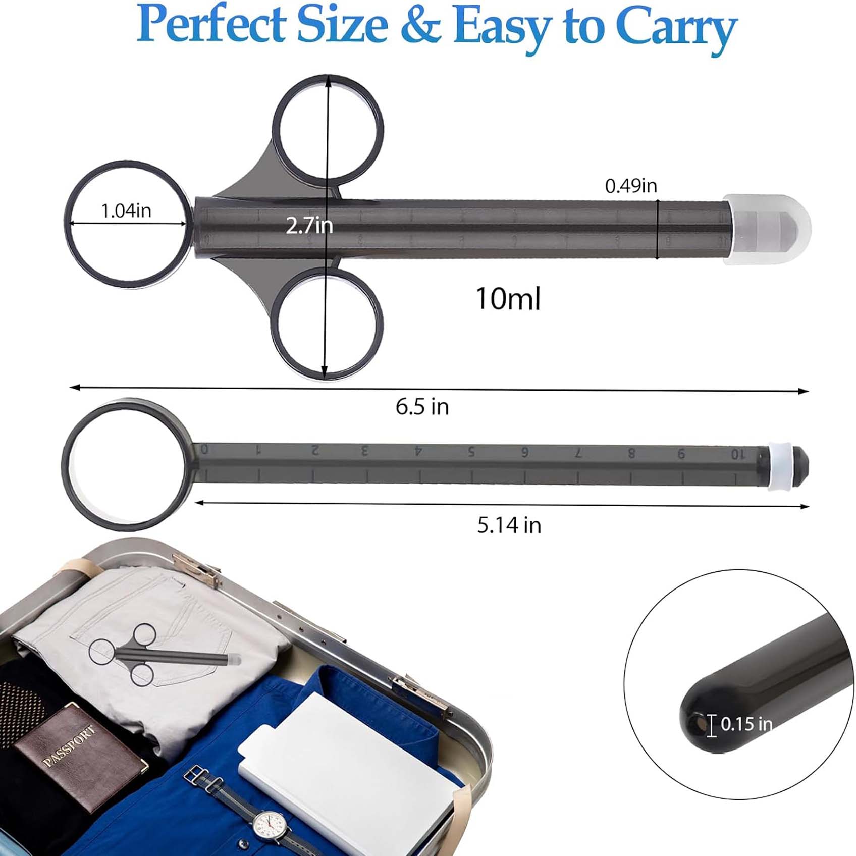 10ml Lube Anal Applicator Lubricant Launcher Reusable Lub Shooter Butt Plug Cleaning Enema Bulb Injector with Scale Smooth Rounded Cap for Men Women Couples view 2