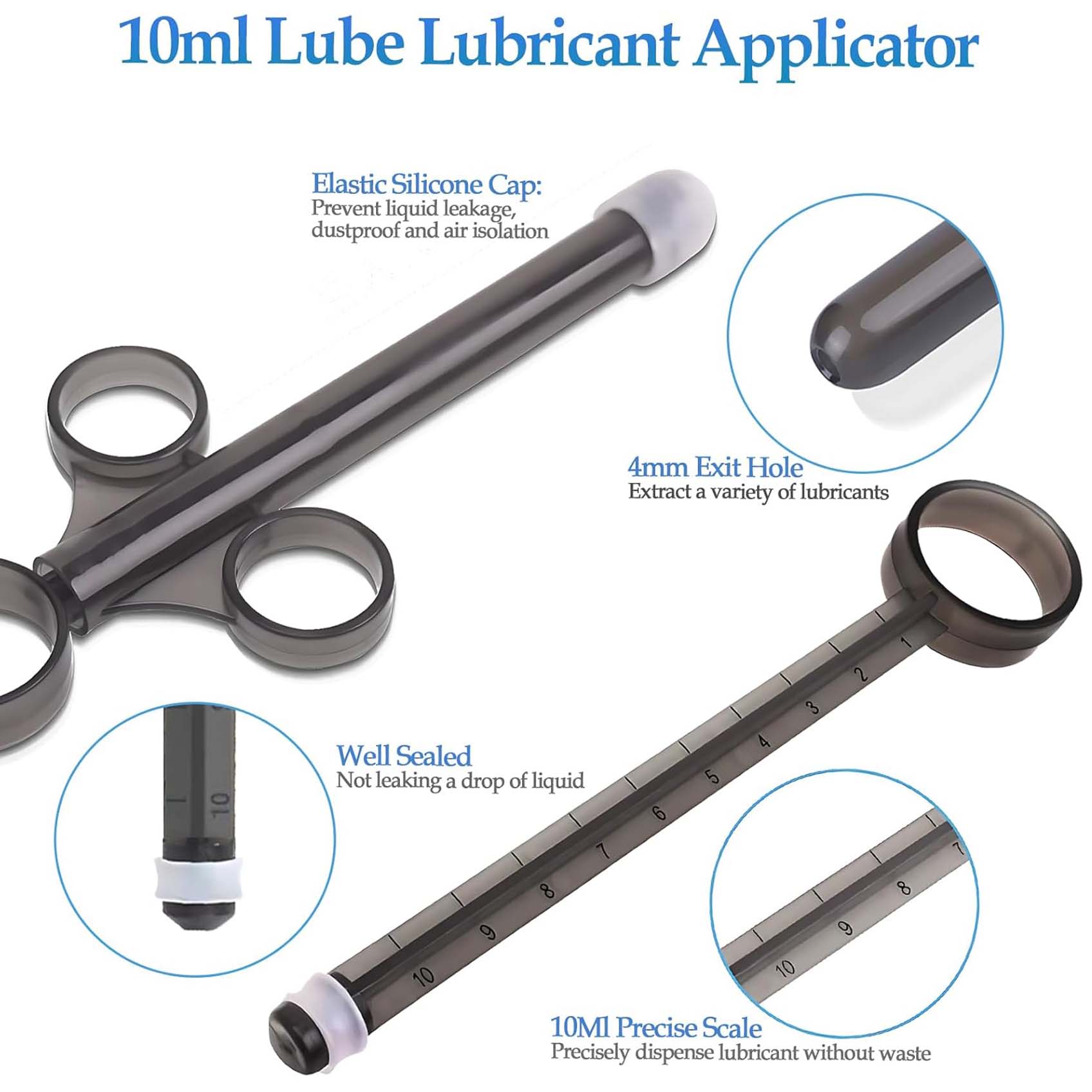 10ml Lube Anal Applicator Lubricant Launcher Reusable Lub Shooter Butt Plug Cleaning Enema Bulb Injector with Scale Smooth Rounded Cap for Men Women Couples view 4