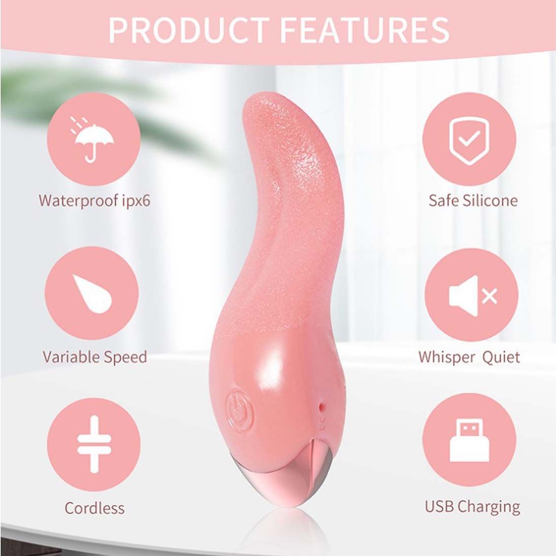 Realistic Tongue licking Vibrator Clitoral Stimulator Nipples Clit Masturbation Soft Rose Vibrator Adult Sex Toys for Wome Couples Foreplay Games