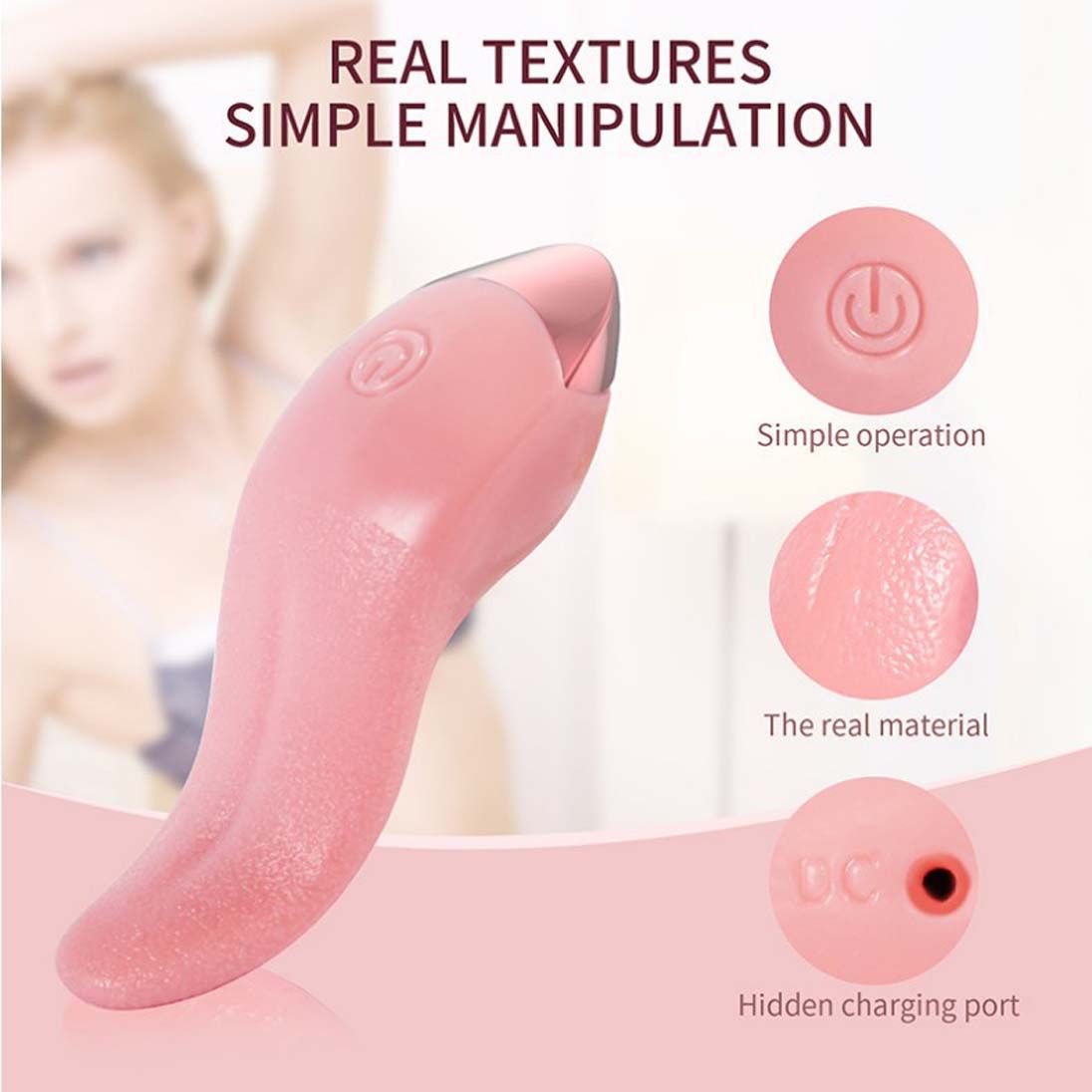 Realistic Tongue licking Vibrator Clitoral Stimulator Nipples Clit Masturbation Soft Rose Vibrator Adult Sex Toys for Wome Couples Foreplay Games