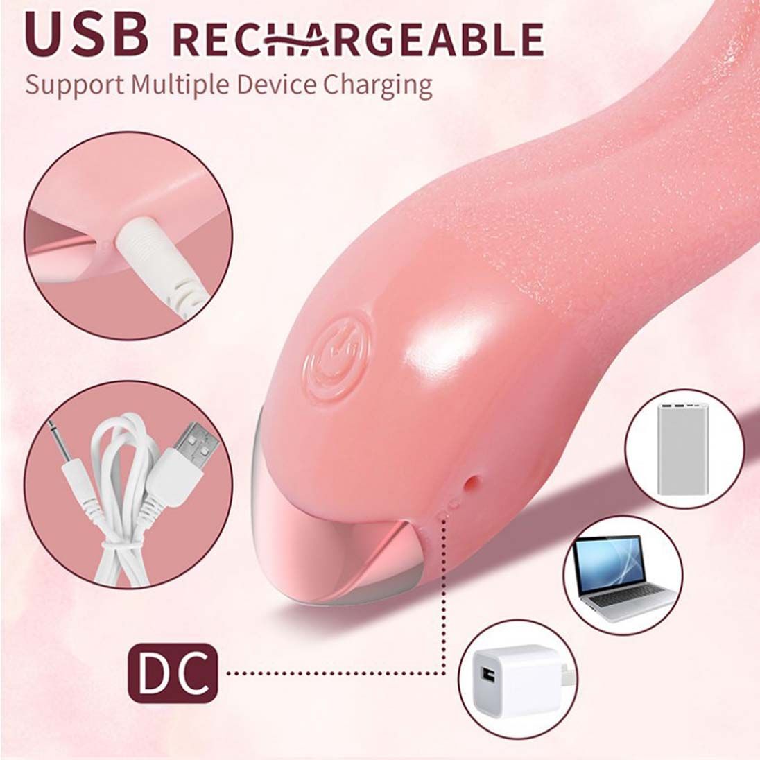 Realistic Tongue licking Vibrator Clitoral Stimulator Nipples Clit Masturbation Soft Rose Vibrator Adult Sex Toys for Wome Couples Foreplay Games