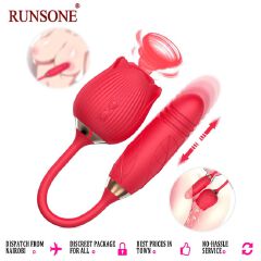 Rose Toy Vibrator Thrusting G Spot Dildo Clitoral Sucking Stimulator Anal Plug Clit Nipples Oral Licking Adult Foreplay Teasing Sex Toys for Women Couple Solo Masturbation