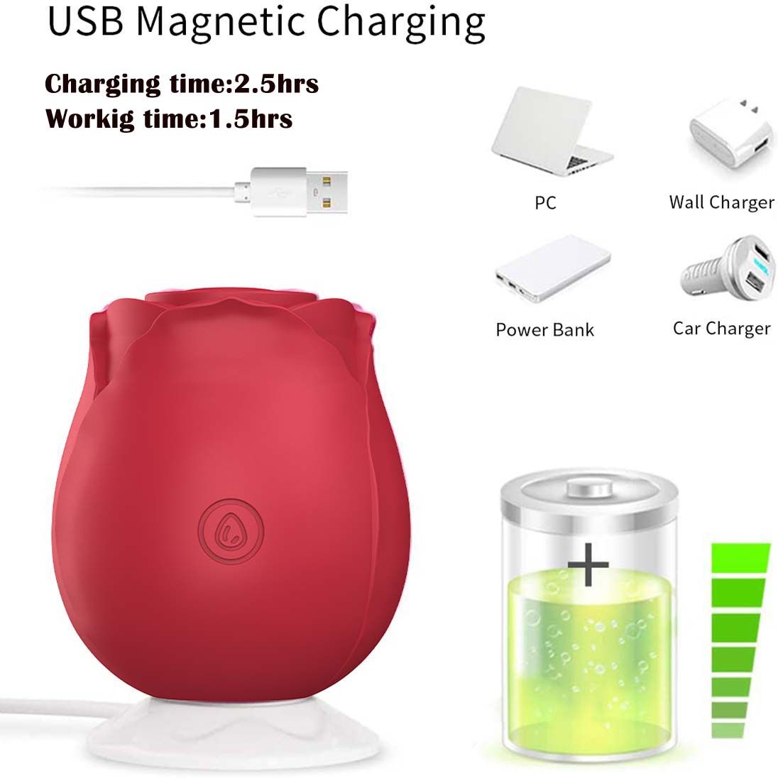 New Women Rose Clitoris Sucking Vibrator Nipples Sucker Oral Licking Stimulator Powerful Rechargeable Waterproof Adult Compact Foreplay Masturbate Sex Toy Dating Love Gift For Girlfriend Wife