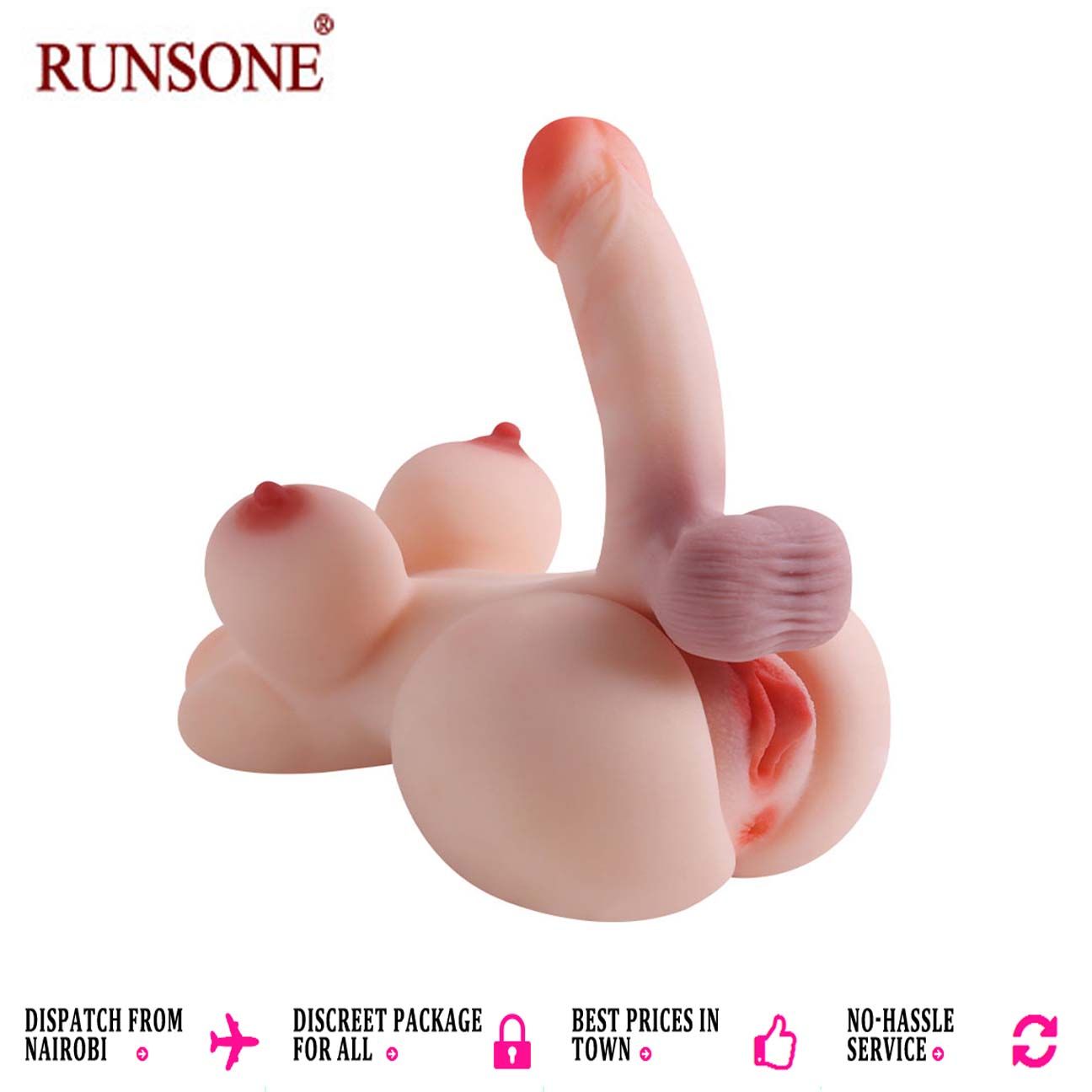 2kgs Shemale Sex Doll Realistic Dildo Torso with Tight Vagina Anal Tunnel Flexible Big Cock Women Pussy Men Masturbator Unisex Adult Sex Toys for Female couple Lesbian Gay