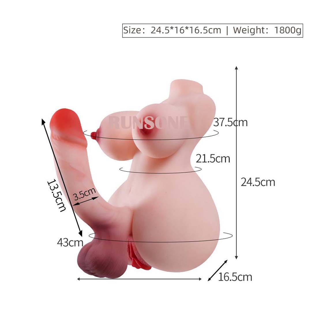 2kgs Shemale Sex Doll Realistic Dildo Torso with Tight Vagina Anal Tunnel Flexible Big Cock Women Pussy Men Masturbator Unisex Adult Sex Toys for Female couple Lesbian Gay