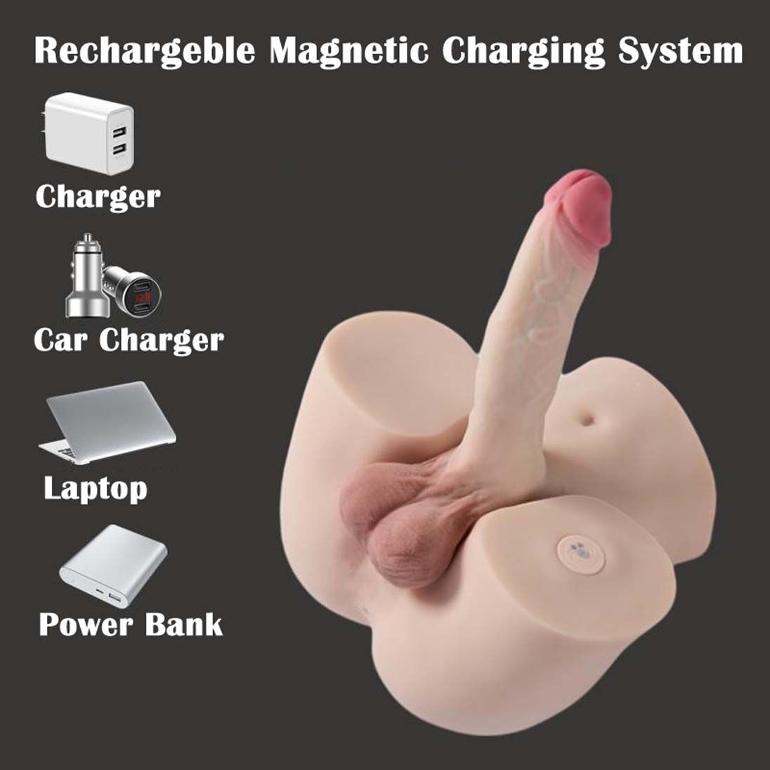 7kgs Upgraded Automatic Thrusting Dildo Intelligent Rechargeable Waterproof Male Torso Sex Doll with Lifelike Vibrating Fucking Real Flexible Cock Tight Anal Tunnel Hands Free Masturbator Adult Toys G