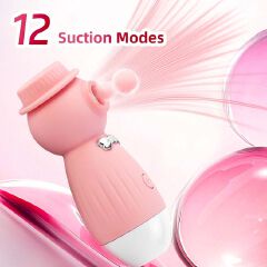 Discreet Clit Nipples Sucker Vibrator with 12 Deep Powerful Modes Rose Toy Sucking Massager Clitoral Stimulator Flirtation Foreplay Adult Compact Sex Toy Non-embarrassed Gift for Women Girlfriend Wife