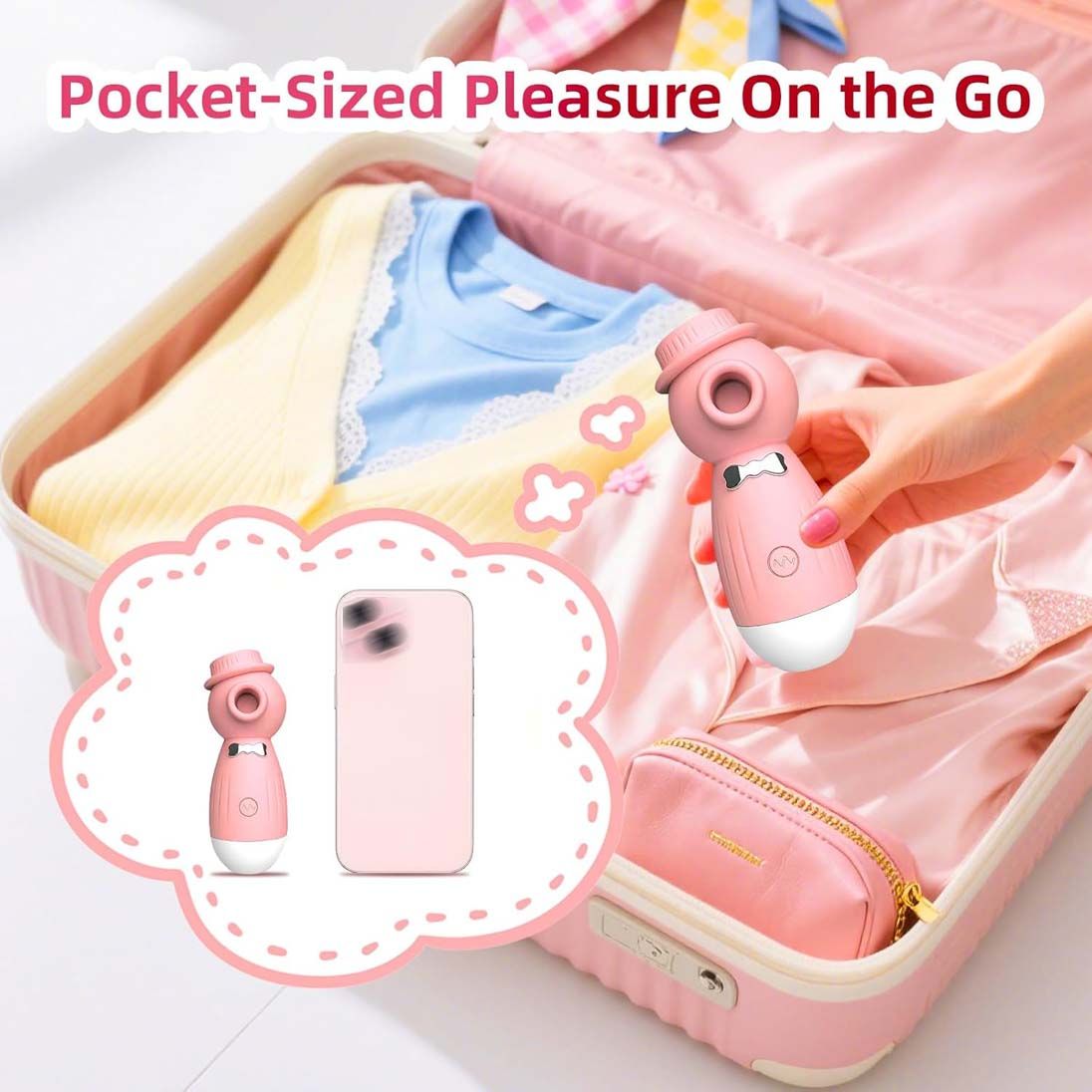 Discreet Clit Nipples Sucker Vibrator with 12 Deep Powerful Modes Rose Toy Sucking Massager Clitoral Stimulator Flirtation Foreplay Adult Compact Sex Toy Non-embarrassed Gift for Women Girlfriend Wife