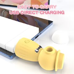 Discreet Clit Nipples Sucker Vibrator with 12 Deep Powerful Modes Rose Toy Sucking Massager Clitoral Stimulator Flirtation Foreplay Adult Compact Sex Toy Non-embarrassed Gift for Women Girlfriend Wife