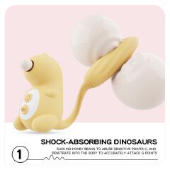 Discreet 3in1 Sucking Vibrator Lovely Dinosaur Tail Massager Clit Nipples Anal Rose Sucker 12 Modes Pleasure Dilldo for Vaginal Clitoral G-spot Stimulation Adult Non-embarrassed Sex Toy Gift for Women