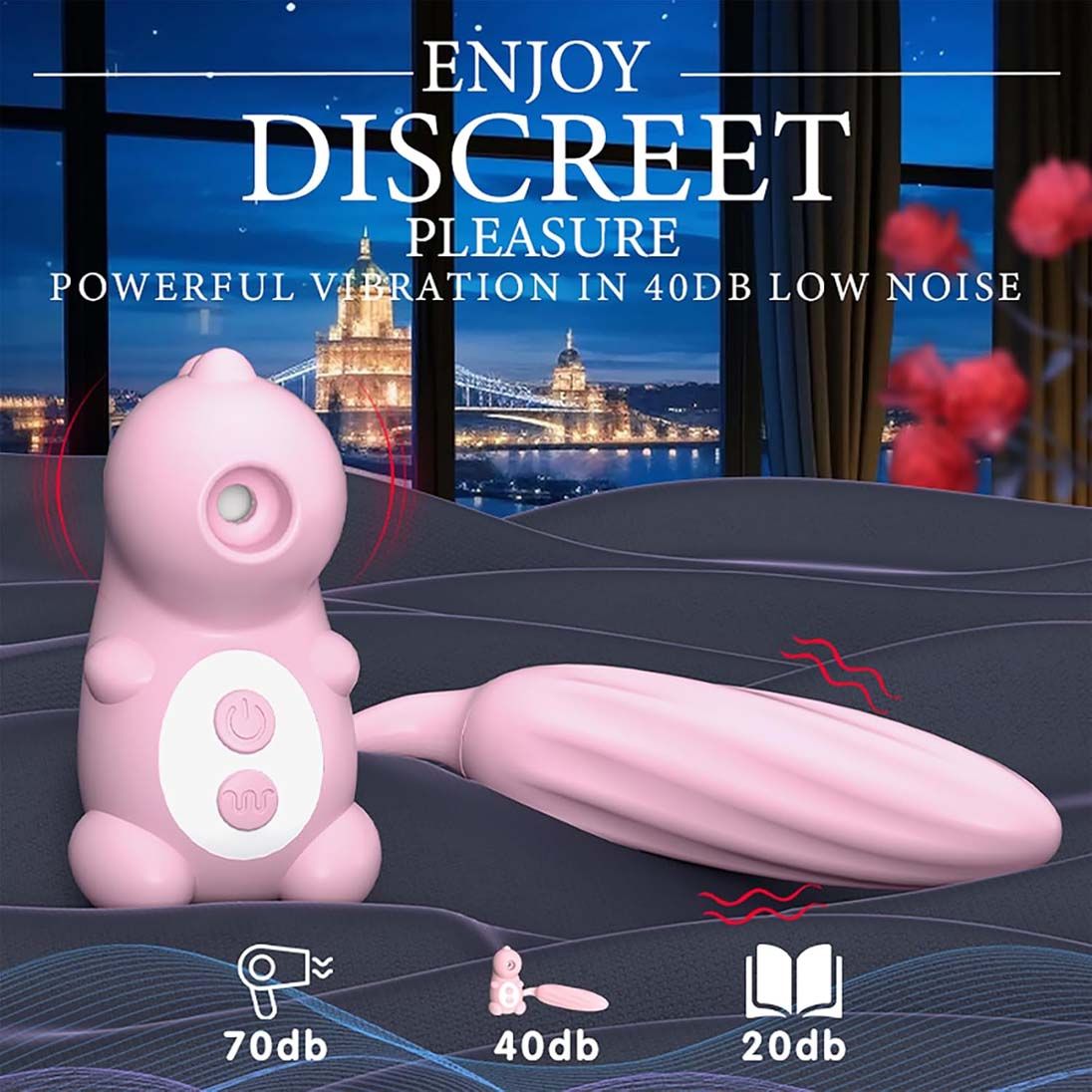 Discreet 3in1 Sucking Vibrator Lovely Dinosaur Tail Massager Clit Nipples Anal Rose Sucker 12 Modes Pleasure Dilldo for Vaginal Clitoral G-spot Stimulation Adult Non-embarrassed Sex Toy Gift for Women