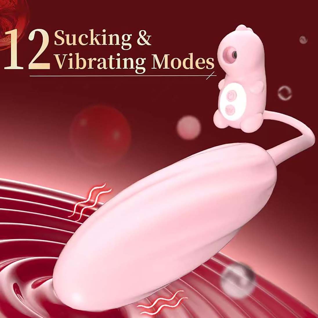 Discreet 3in1 Sucking Vibrator Lovely Dinosaur Tail Massager Clit Nipples Anal Rose Sucker 12 Modes Pleasure Dilldo for Vaginal Clitoral G-spot Stimulation Adult Non-embarrassed Sex Toy Gift for Women