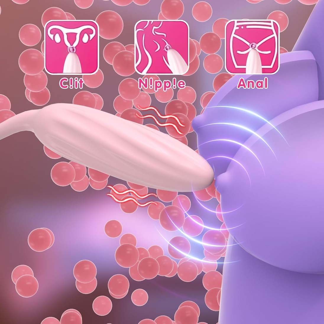 Discreet 3in1 Sucking Vibrator Lovely Dinosaur Tail Massager Clit Nipples Anal Rose Sucker 12 Modes Pleasure Dilldo for Vaginal Clitoral G-spot Stimulation Adult Non-embarrassed Sex Toy Gift for Women