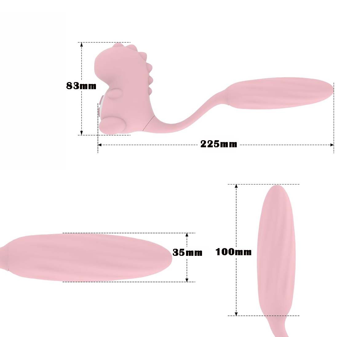 Discreet 3in1 Sucking Vibrator Lovely Dinosaur Tail Massager Clit Nipples Anal Rose Sucker 12 Modes Pleasure Dilldo for Vaginal Clitoral G-spot Stimulation Adult Non-embarrassed Sex Toy Gift for Women