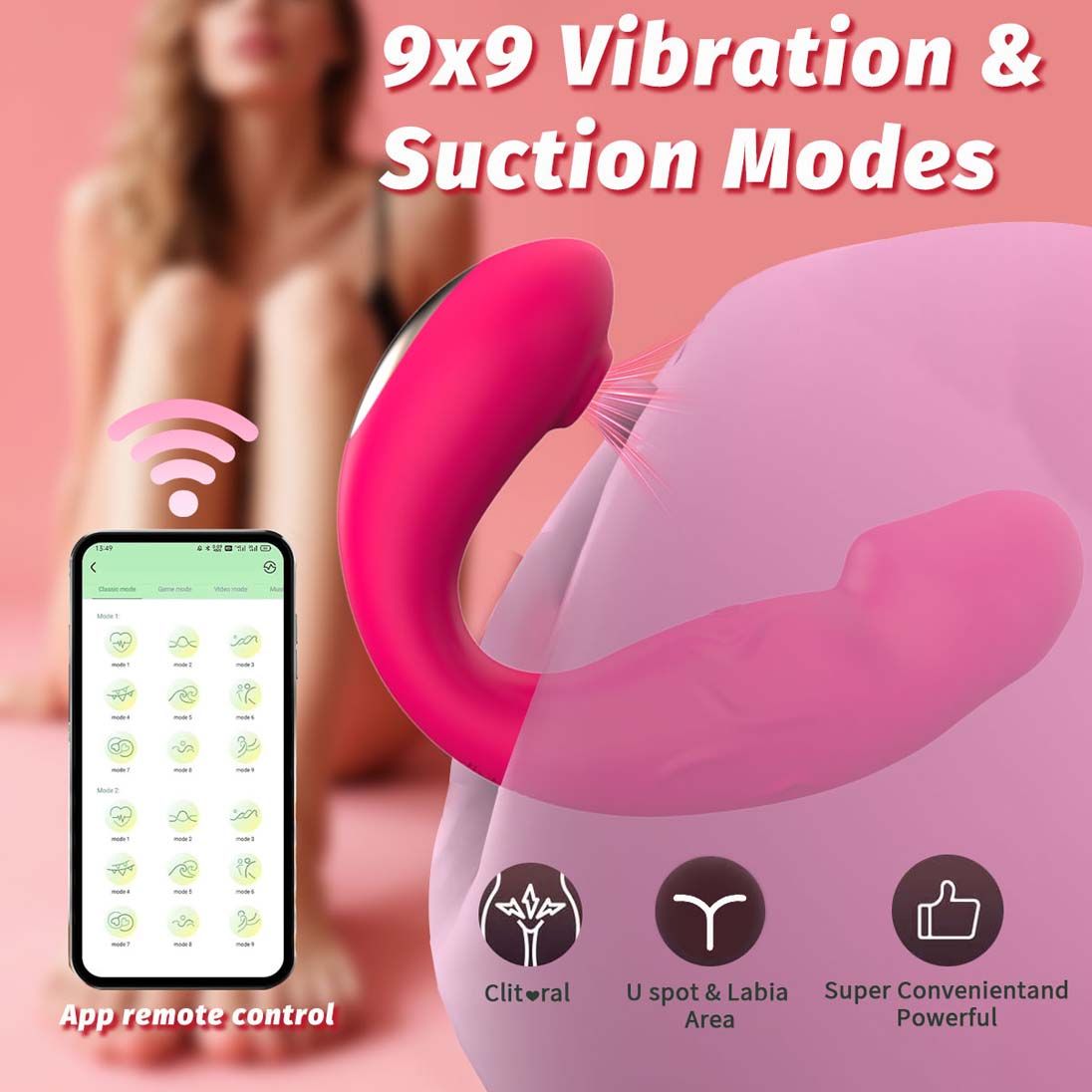 Wearable Dildo APP Sucking Vibrator Remote Control 9 Modes of Clitoral Sucker G Spot Vibrating Stimulator Anal Butt Plug Rechargeble Waterproof Adult Foreplay Sex Toy for Couples Women Lesbian Solo