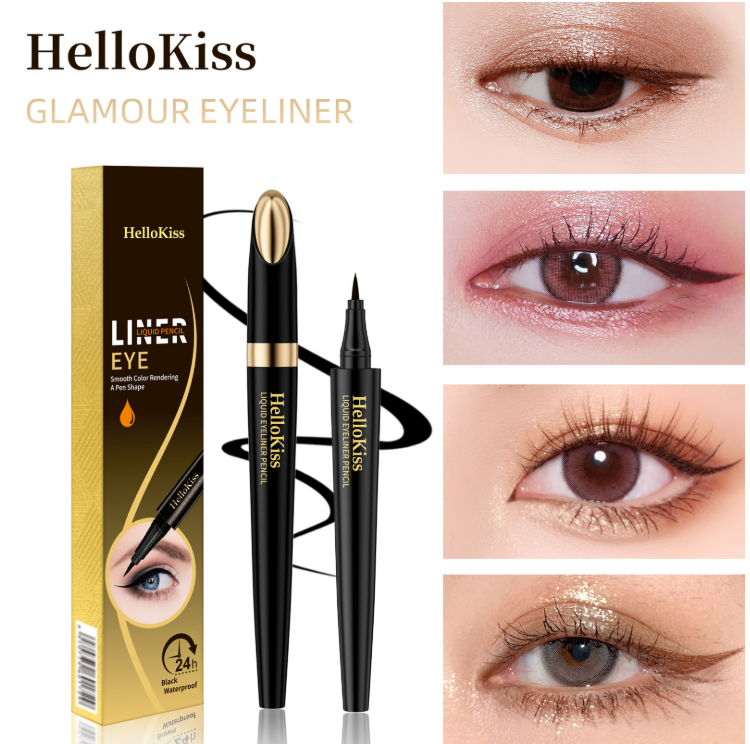 Hellokiss quick drying eyeliner pen, non tarnishing, waterproof, sweat resistant, non decolorizing, quick drying, sleeping silkworm pen, foreign trade color makeup