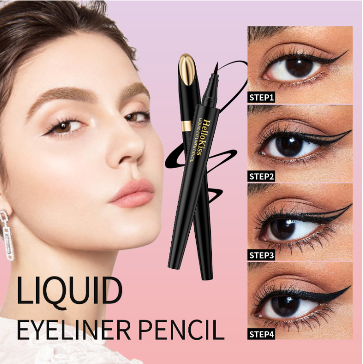 Hellokiss quick drying eyeliner pen, non tarnishing, waterproof, sweat resistant, non decolorizing, quick drying, sleeping silkworm pen, foreign trade color makeup