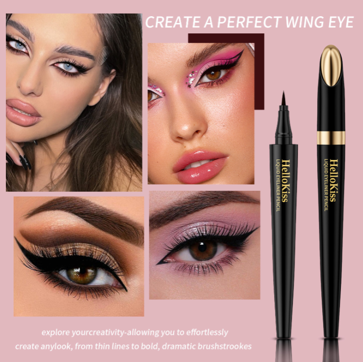 Hellokiss quick drying eyeliner pen, non tarnishing, waterproof, sweat resistant, non decolorizing, quick drying, sleeping silkworm pen, foreign trade color makeup