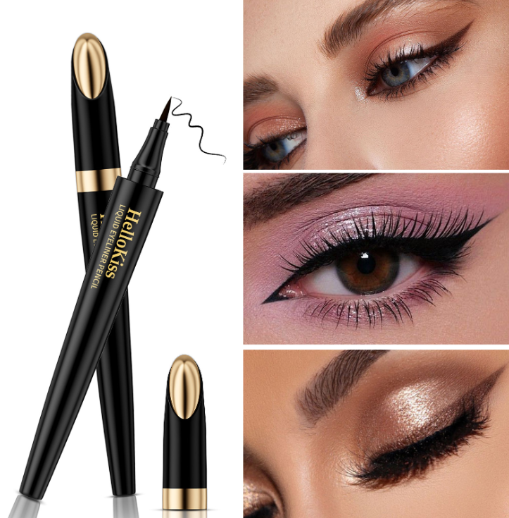 Hellokiss quick drying eyeliner pen, non tarnishing, waterproof, sweat resistant, non decolorizing, quick drying, sleeping silkworm pen, foreign trade color makeup