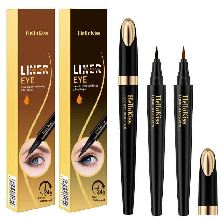 Hellokiss quick drying eyeliner pen, non tarnishing, waterproof, sweat resistant, non decolorizing, quick drying, sleeping silkworm pen, foreign trade color makeup