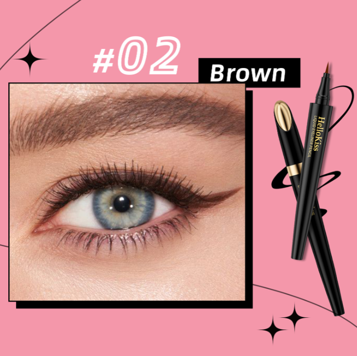Hellokiss quick drying eyeliner pen, non tarnishing, waterproof, sweat resistant, non decolorizing, quick drying, sleeping silkworm pen, foreign trade color makeup