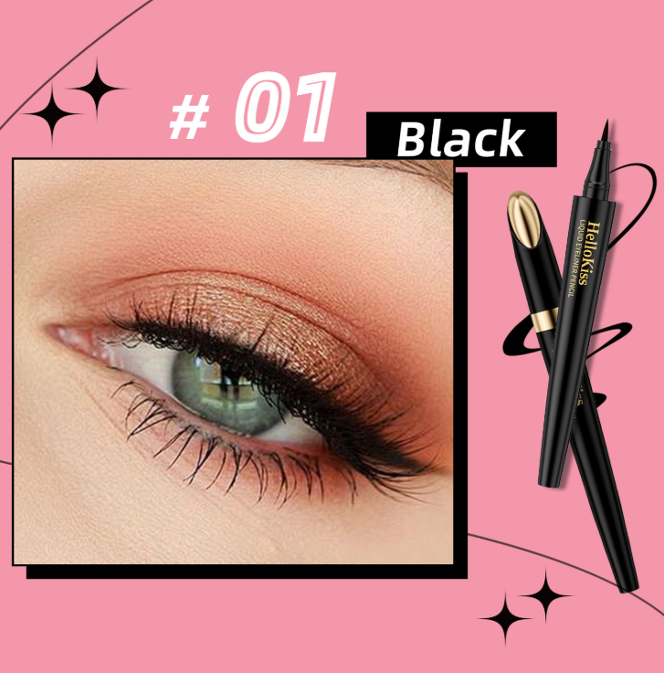 Hellokiss quick drying eyeliner pen, non tarnishing, waterproof, sweat resistant, non decolorizing, quick drying, sleeping silkworm pen, foreign trade color makeup