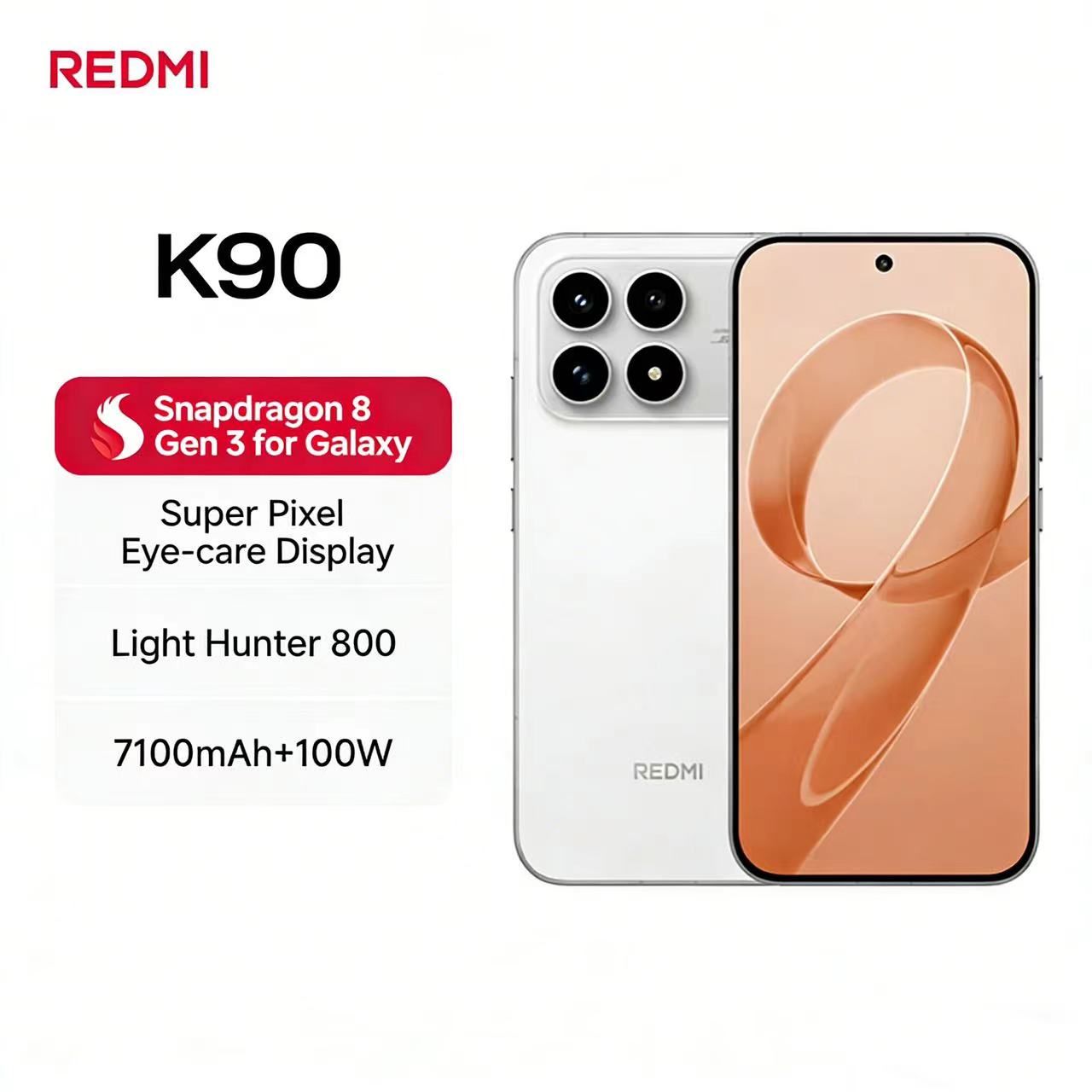 Brand New XIAOMI Redmi K90 5G Snapdragon 8 Elite 7100mAh 100W Massive Battery 6.59'' 120Hz Eye Protection Screen IP68 Waterproof Android 16 USB Type-C Smart Phones