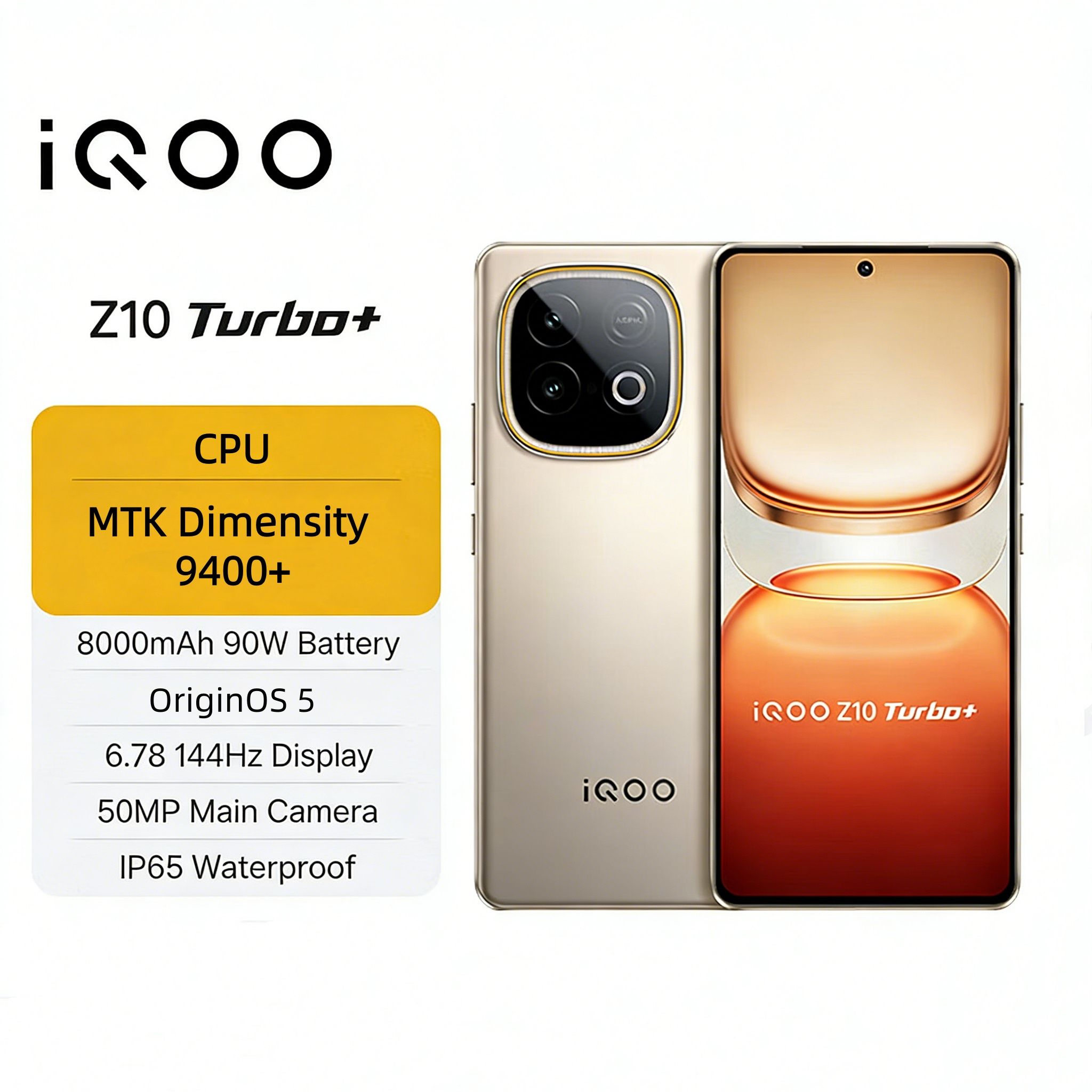 Brand New vivo iQOO Z10 Turbo+ 5G MTK Dimensity 9400+ 8000mAh 90W Massive Battery 6.78'' 144Hz Eye Protection Screen IP65 Waterproof Android 16 Type-C Face Fingerprint Unlock Smart Phones