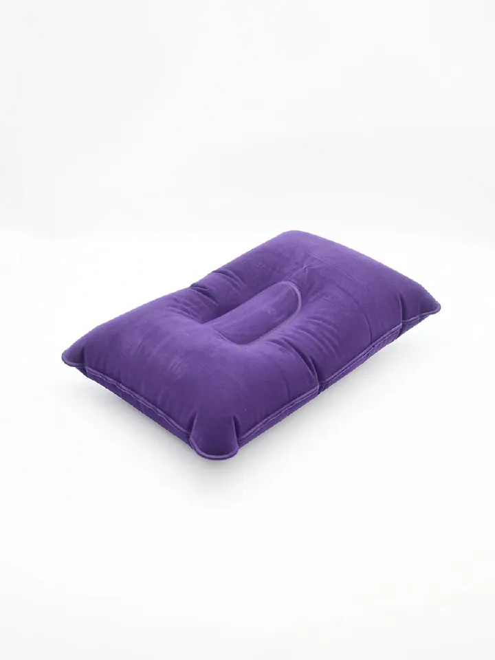 Flocked Inflatable Camping Pillow – Large Thickened Square Design, Foldable & Portable for Outdoor Use, Sleeping Bag Companion & Lunch Break Cushion