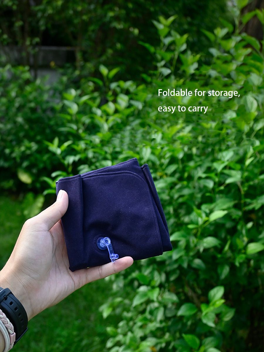 Flocked Inflatable Camping Pillow – Large Thickened Square Design, Foldable & Portable for Outdoor Use, Sleeping Bag Companion & Lunch Break Cushion