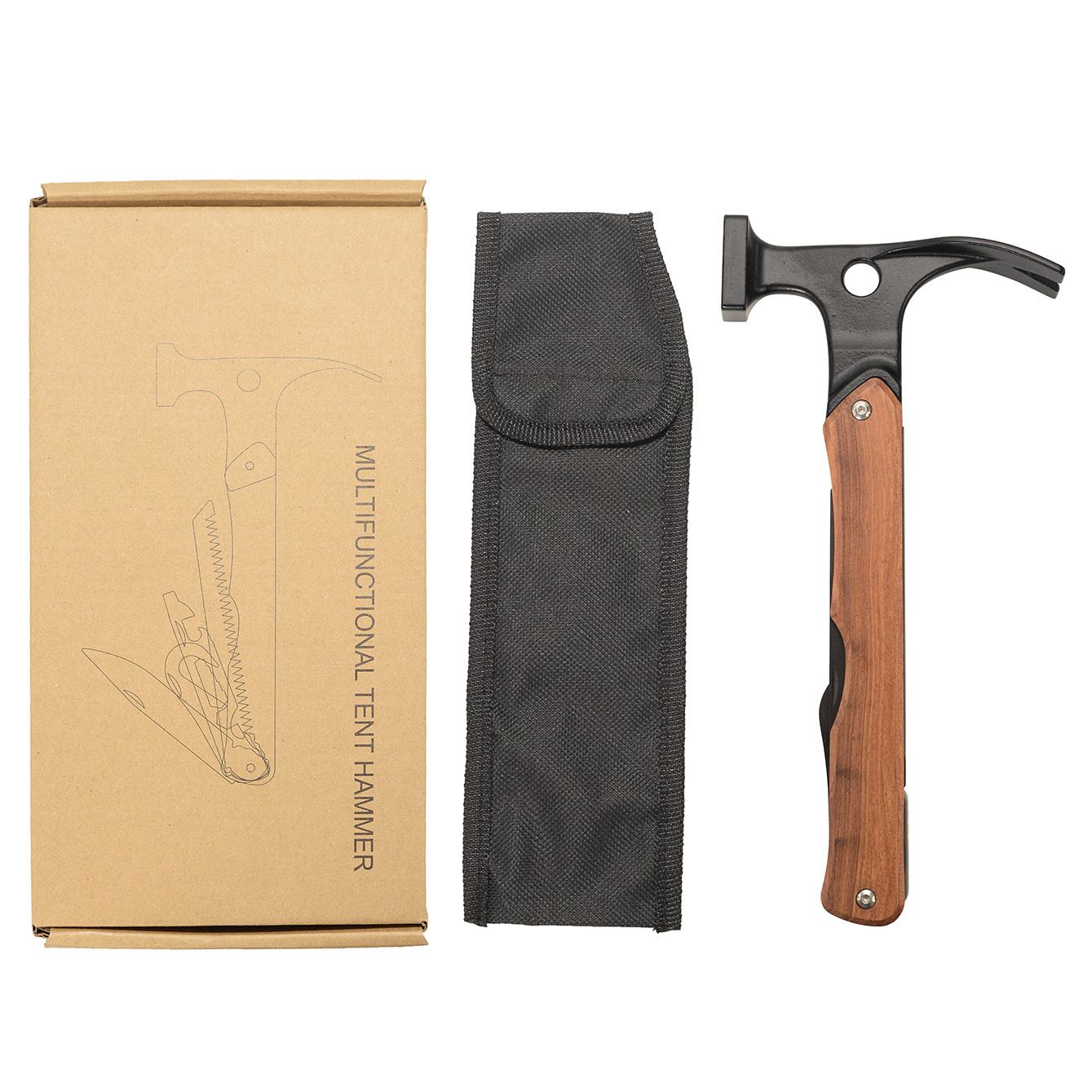 Multi-Functional Hammer – Multi-Tool Camping Tent Peg Hammer, Outdoor Survival Gear, Cast Iron Mallet, Campsite Hammer