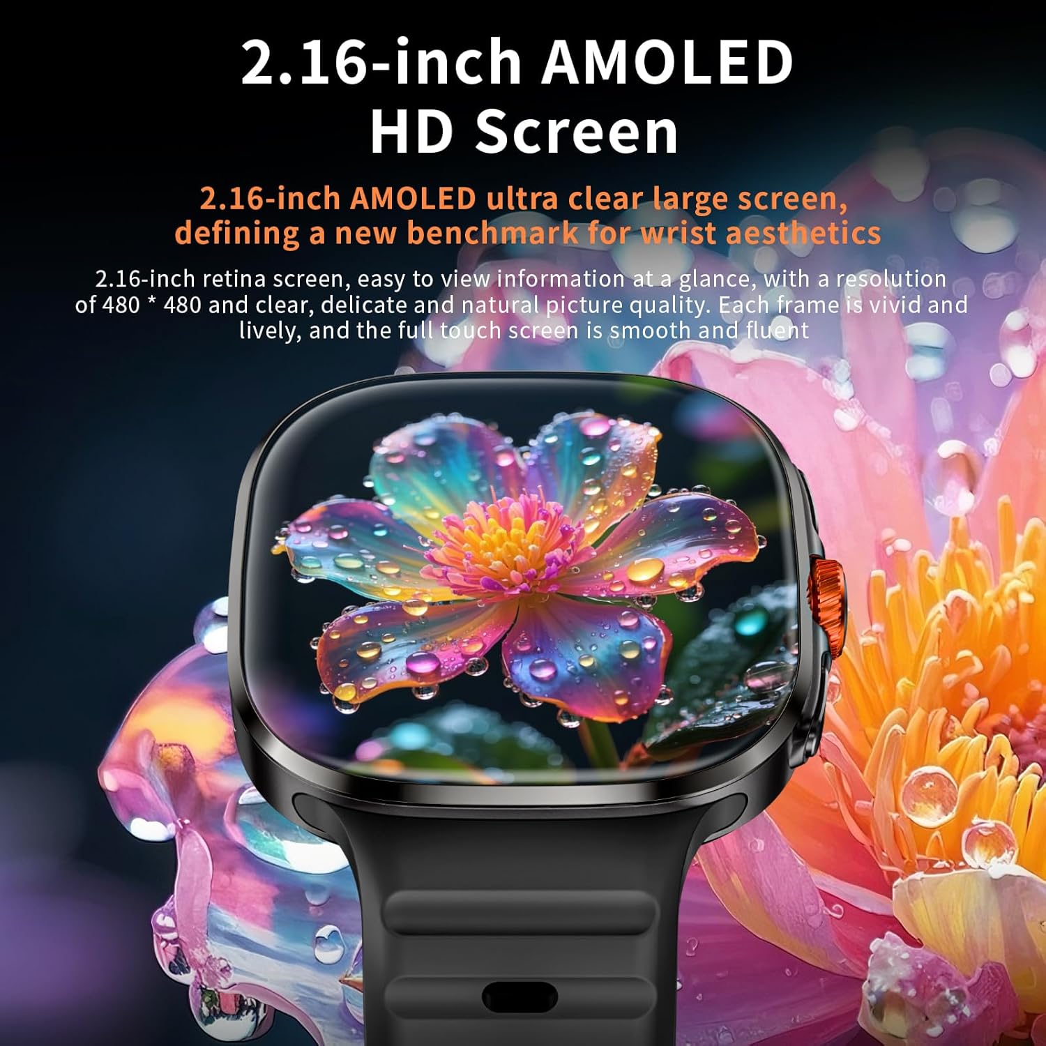4G SIM Card Android Smart Watch, 2.16'' AMOLED Large Screen 3GB+32GB Smartwatch for Men Women with Rotating Camera WiFi GPS, 1150mAh Fitness Activity Tracker Watch (Black)