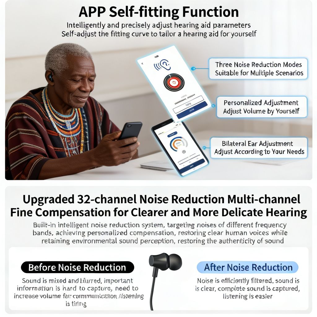 Xuanyin Hearing Aids: Smart Noise Reduction, App-Fitted In-Ear Hearing Aids with 64 Channels for Seniors, Cross-Border