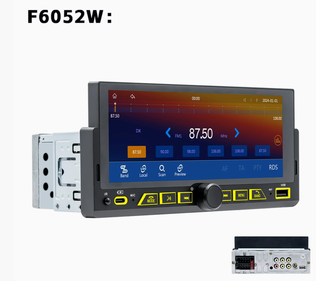 2025 new 6.86-inch single spindle car MP5 player, high-definition reversing image, Bluetooth carplay navigation host with reversing camera