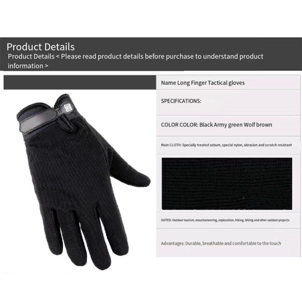 Men Gloves Touchscreen Motorcycle Training Shooting Hunting Hiking Camping Off-Road Climbing Police Cycling Sport Combat Fighting Warm Full finger Gloves For Sport Shooting