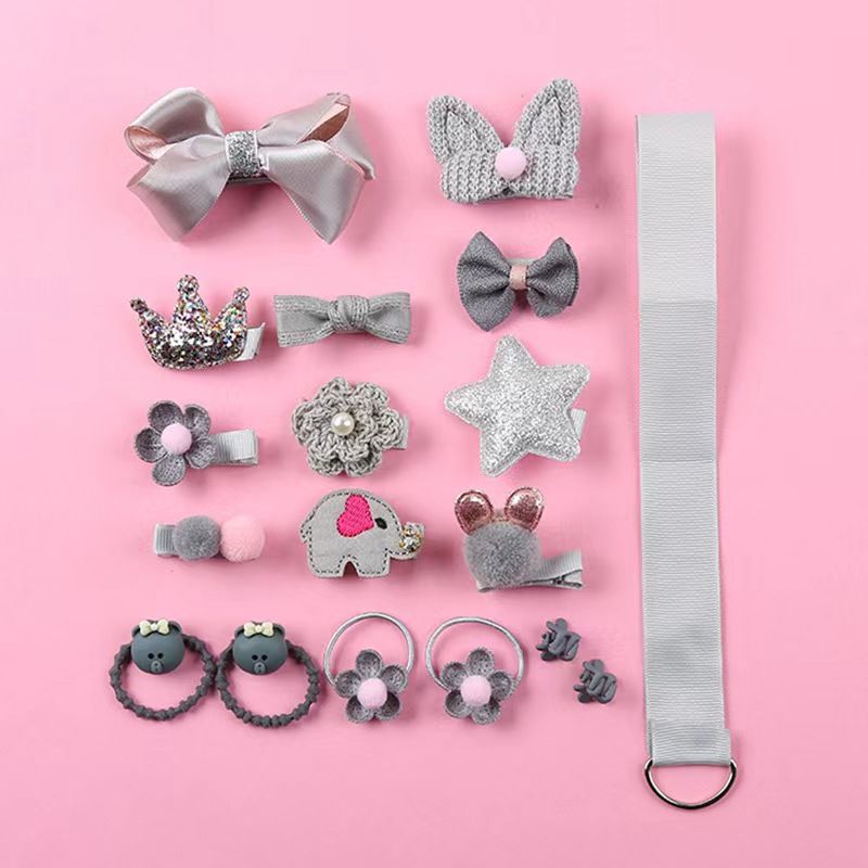 18 Pcs Girls Hair Accessories Sets Bows Cute Barrettes Cat Baby Hair Clips Hair Ties Elastic Hair Bands Gifts for Teen Girls Kis Birthday Gifts