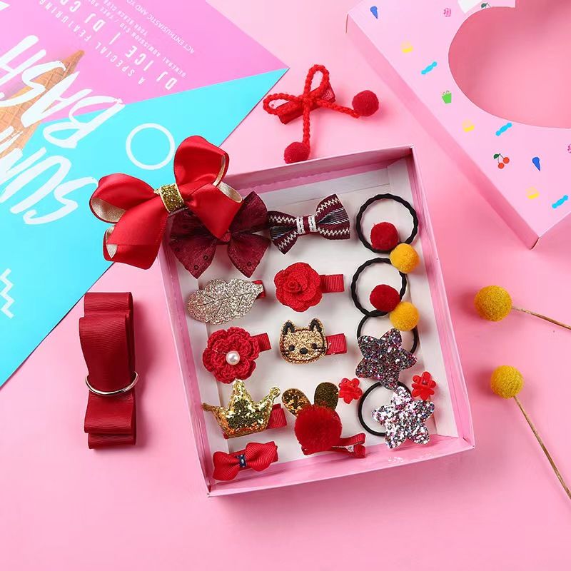 18 Pcs Girls Hair Accessories Sets Bows Cute Barrettes Cat Baby Hair Clips Hair Ties Elastic Hair Bands Gifts for Teen Girls Kis Birthday Gifts