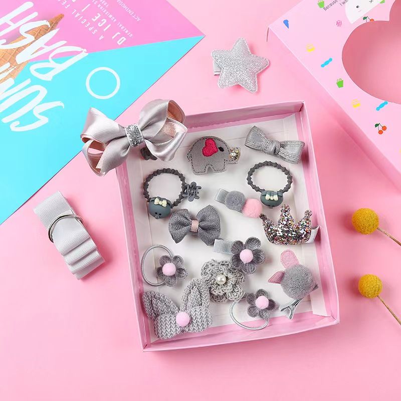 18 Pcs Girls Hair Accessories Sets Bows Cute Barrettes Cat Baby Hair Clips Hair Ties Elastic Hair Bands Gifts for Teen Girls Kis Birthday Gifts