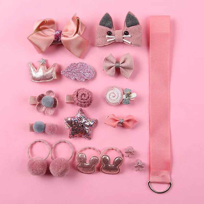 18 Pcs Girls Hair Accessories Sets Bows Cute Barrettes Cat Baby Hair Clips Hair Ties Elastic Hair Bands Gifts for Teen Girls Kis Birthday Gifts
