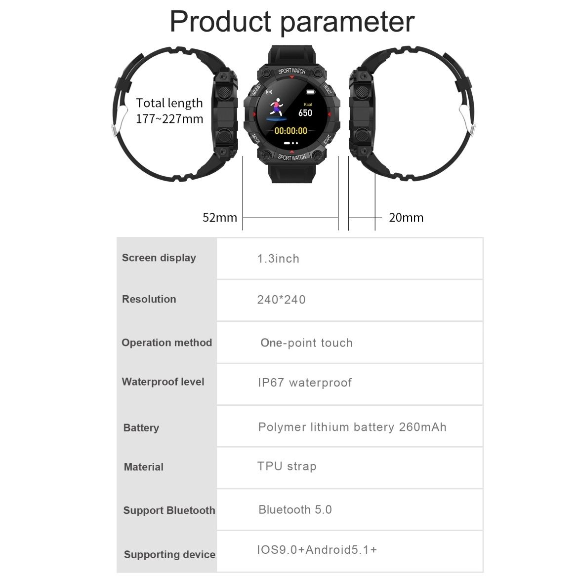 IP67 Waterproof Smart Watch Sports Watches Men Women DIY Face Bluetooth Call Outdoor Fitness Tracker Heart Rate Blood Monitor Running Riding Smartwatch For IOS Android