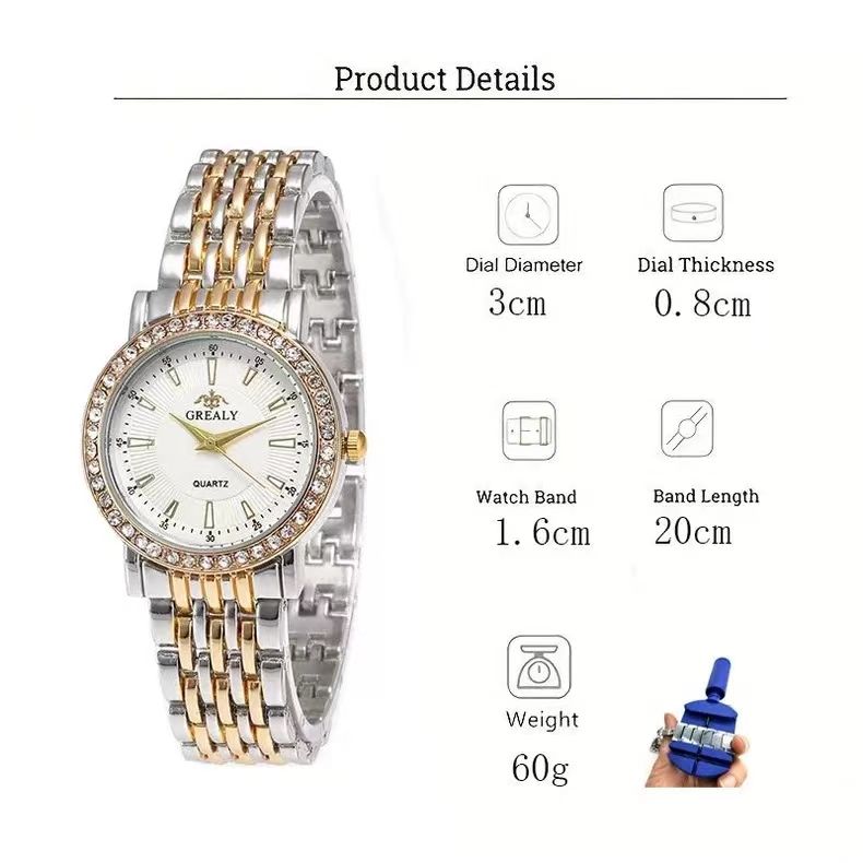 Grealy Men Watches Quartz Stainless Steel Band Men Wrist Watch Couples Watches Couple Watch Lovers Luxury Quartz Good Wristwatches Man Male Valentine's Day Christmas Birthday Gifts