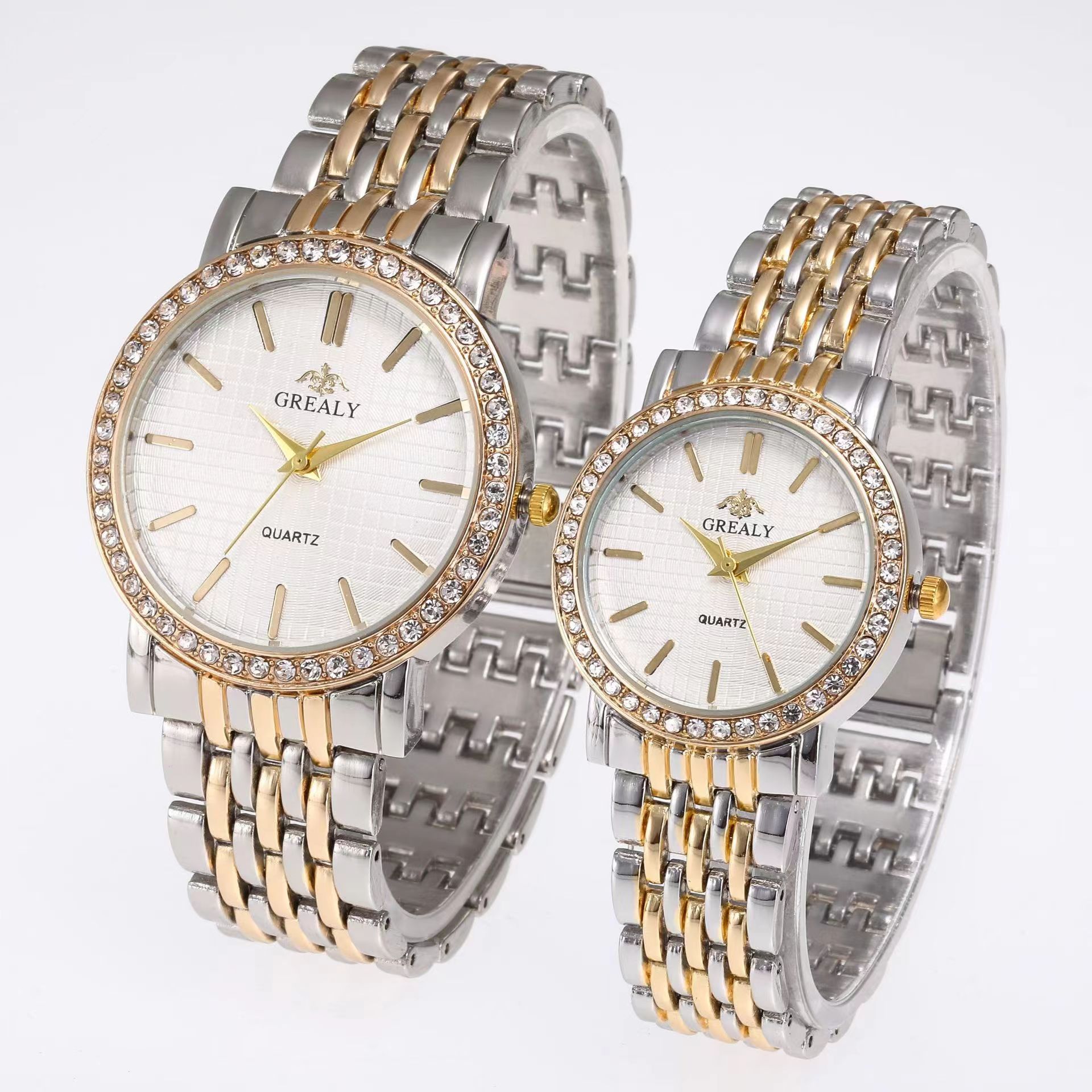 Grealy Men Watches Quartz Stainless Steel Band Men Wrist Watch Couples Watches Couple Watch Lovers Luxury Quartz Good Wristwatches Man Male Valentine's Day Christmas Birthday Gifts