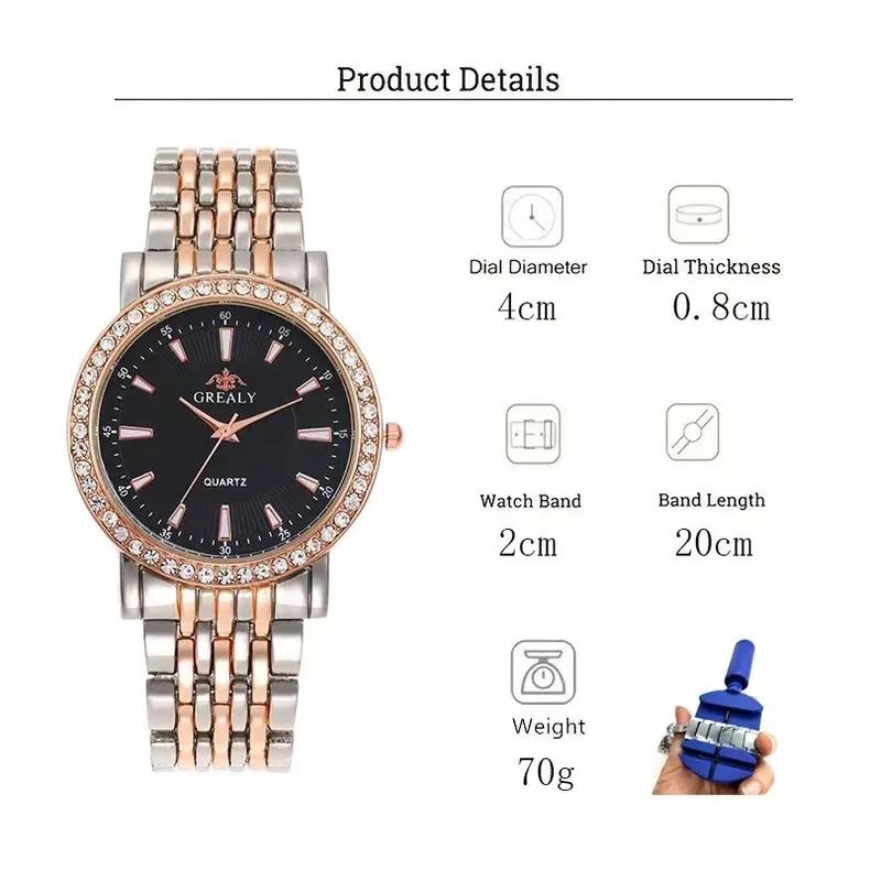 Grealy Men Watches Quartz Stainless Steel Band Men Wrist Watch Couples Watches Couple Watch Lovers Luxury Quartz Good Wristwatches Man Male Valentine's Day Christmas Birthday Gifts