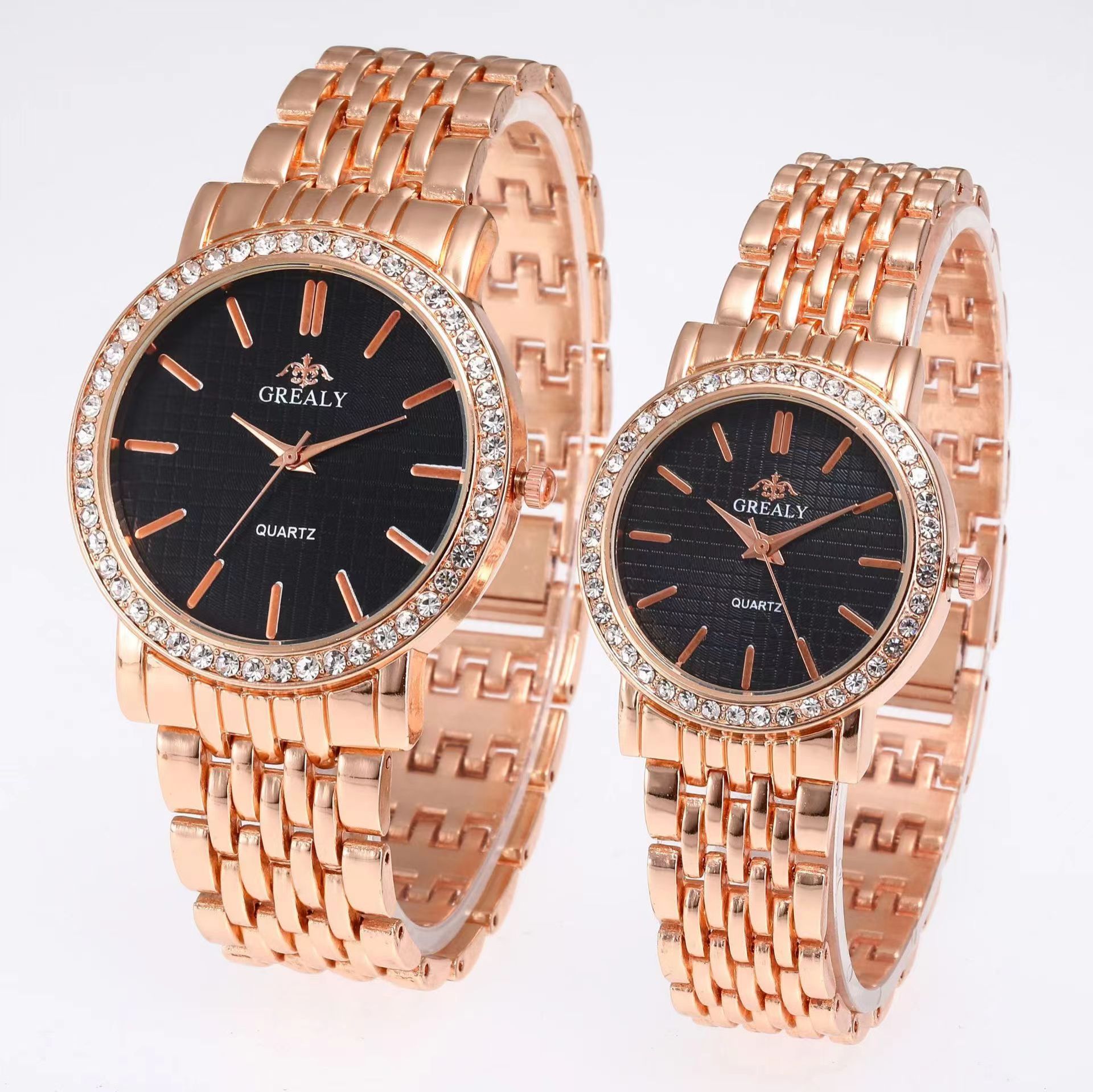 Grealy Men Watches Quartz Stainless Steel Band Men Wrist Watch Couples Watches Couple Watch Lovers Luxury Quartz Good Wristwatches Man Male Valentine's Day Christmas Birthday Gifts