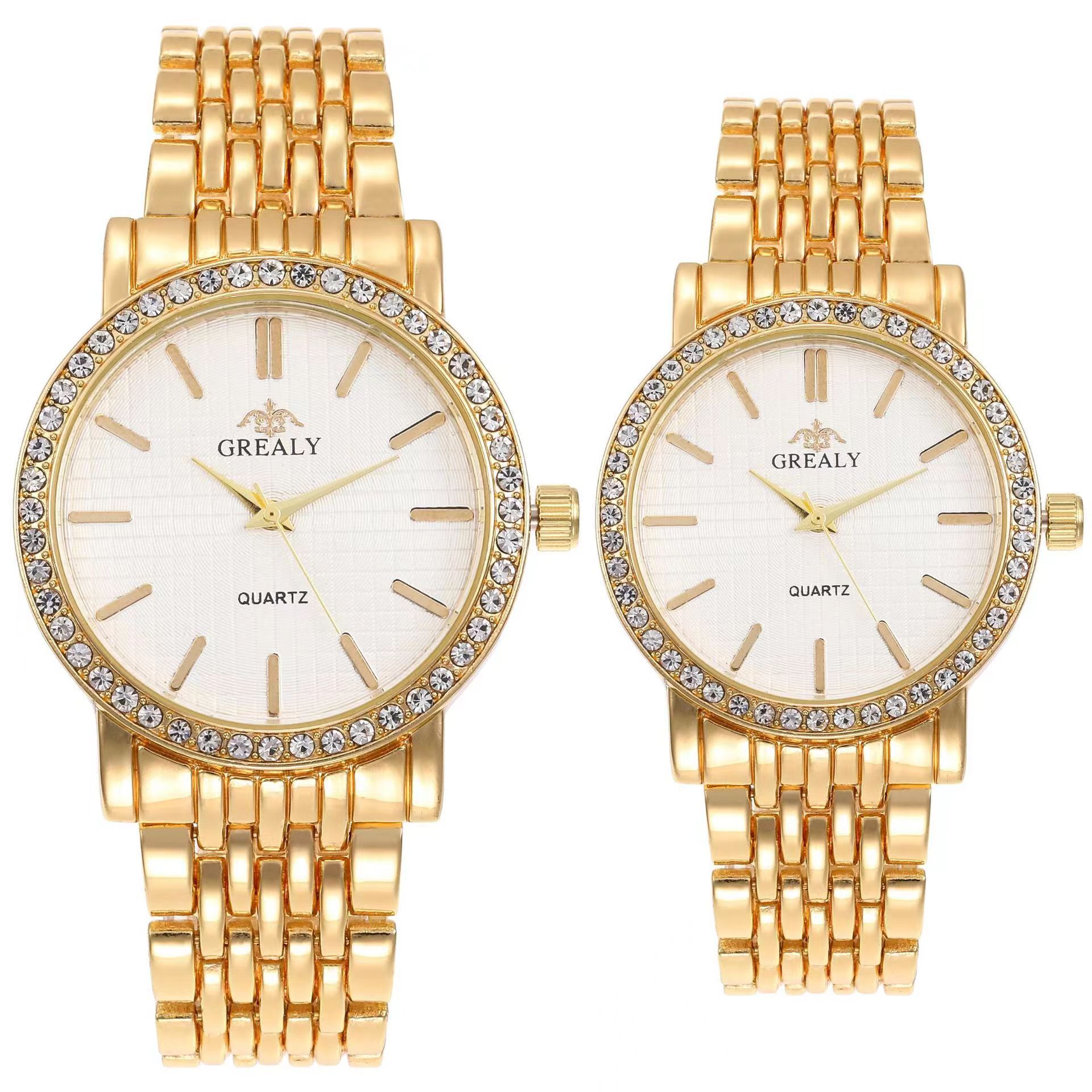 Grealy Men Watches Quartz Stainless Steel Band Men Wrist Watch Couples Watches Couple Watch Lovers Luxury Quartz Good Wristwatches Man Male Valentine's Day Christmas Birthday Gifts