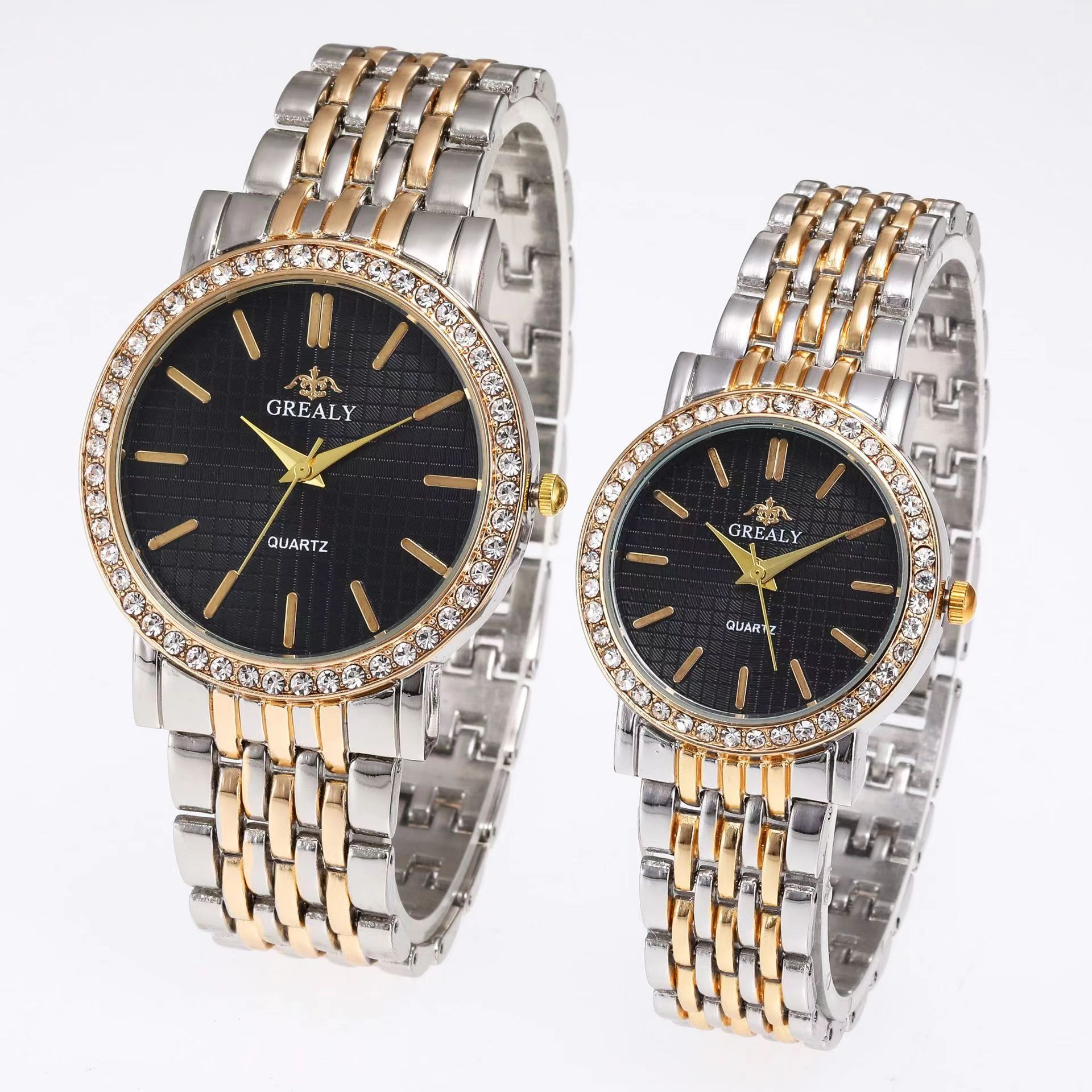 Grealy Men Watches Quartz Stainless Steel Band Men Wrist Watch Couples Watches Couple Watch Lovers Luxury Quartz Good Wristwatches Man Male Valentine's Day Christmas Birthday Gifts