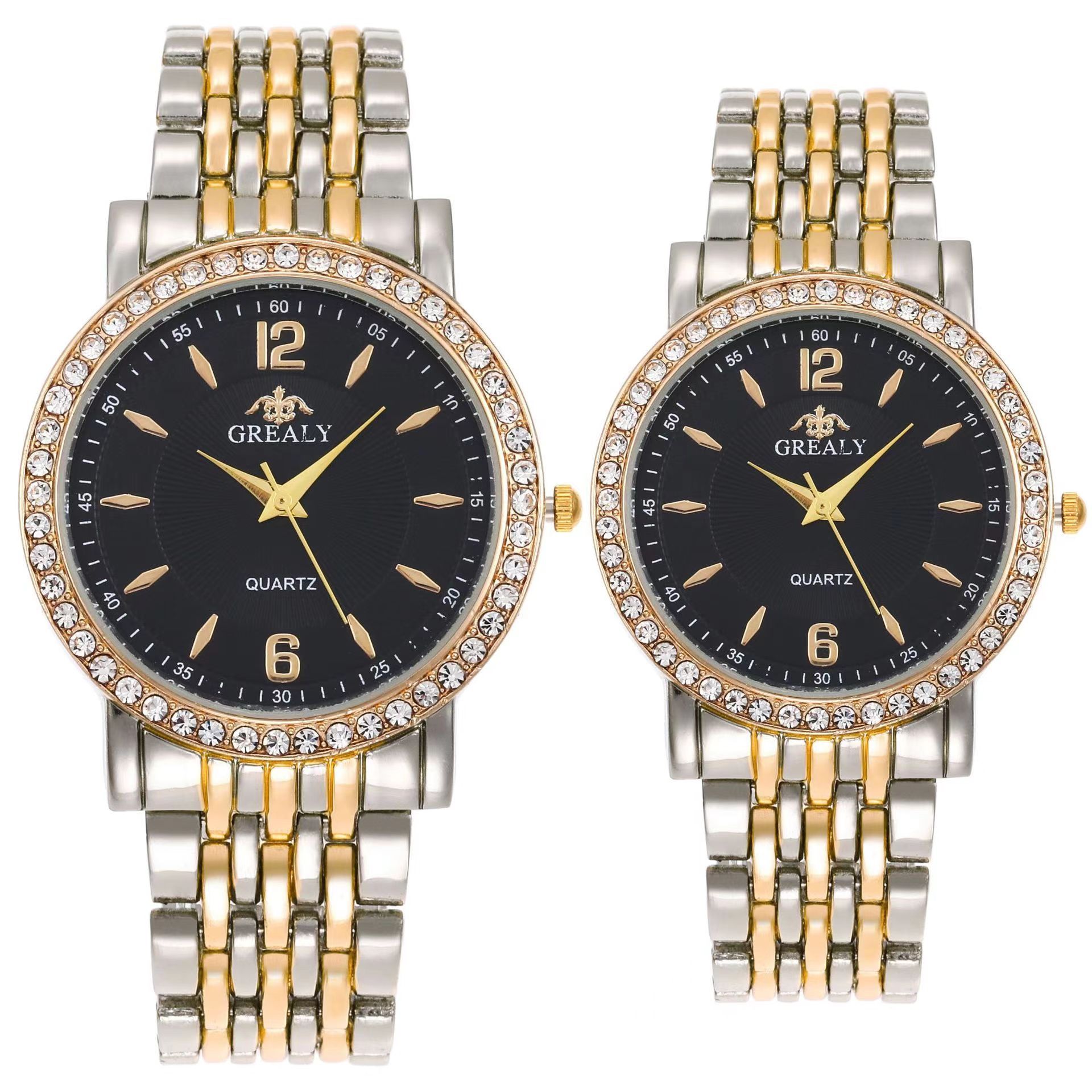 Grealy Men Watches Quartz Stainless Steel Band Men Wrist Watch Couples Watches Couple Watch Lovers Luxury Quartz Good Wristwatches Man Male Valentine's Day Christmas Birthday Gifts